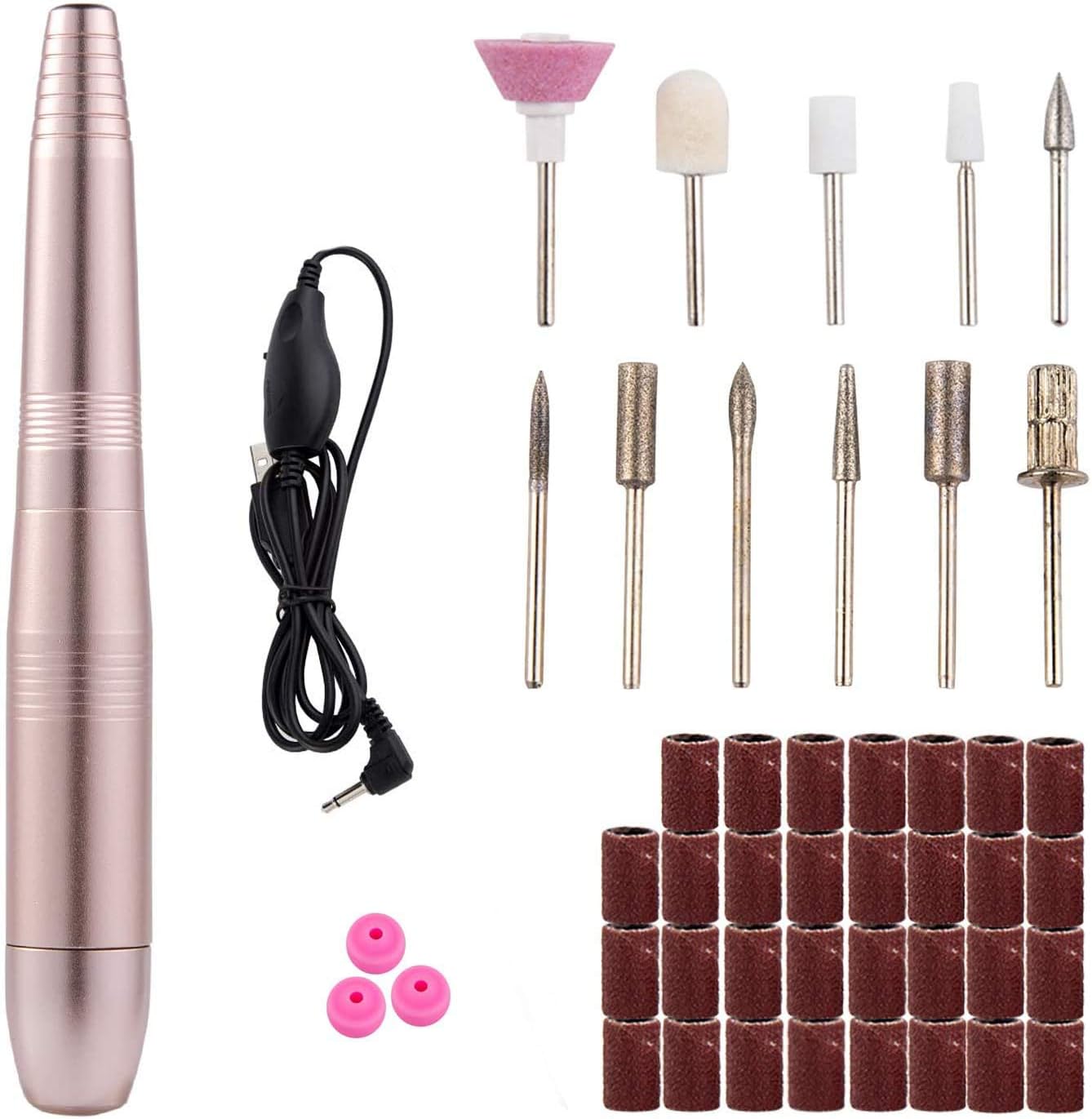 House Envy Electric Nail Drill Set, 11 pc Professional Efile 20000 RPM Portable Nail Drill Machine, Electric Nail File with 31 pcs Nail Sand Bands for Acrylics Gel Nails