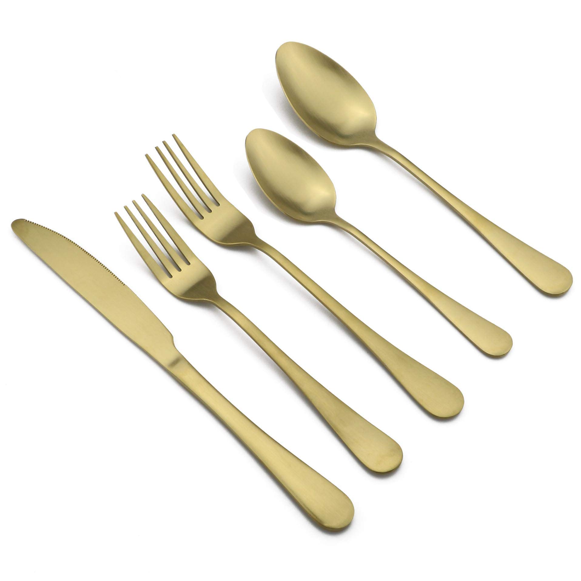 Besteck-Set, Edelstahl, matt, 20-teilig gold