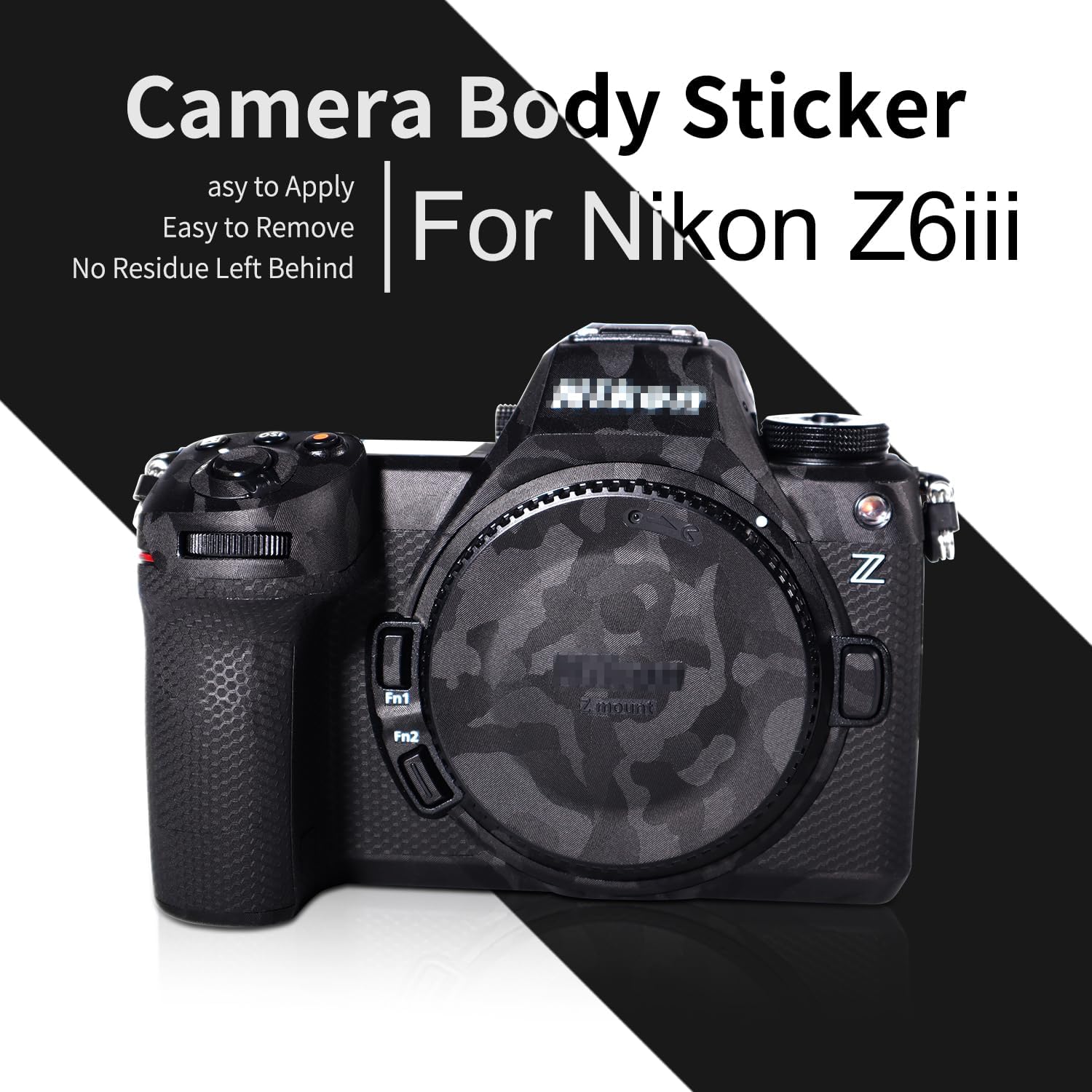 Camera Skin for Nikon Z6 III Protective Sticker Camouflage Black Skin Decals for Z6 III Accessories Full Wrapped Anti-Scratch Protection
