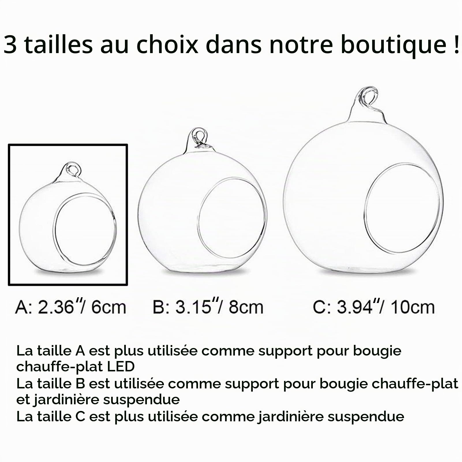 NUPTIO Suspendues Bougeoir en Verre Boule: Mini Porte-Bougie Chauffe-Plat | 24 Pièces 6cm Diamètre Bougeoirs en Verre Photophores pour Mariage Noël Halloween Cadeaux À Maison Jardin Extérieurs