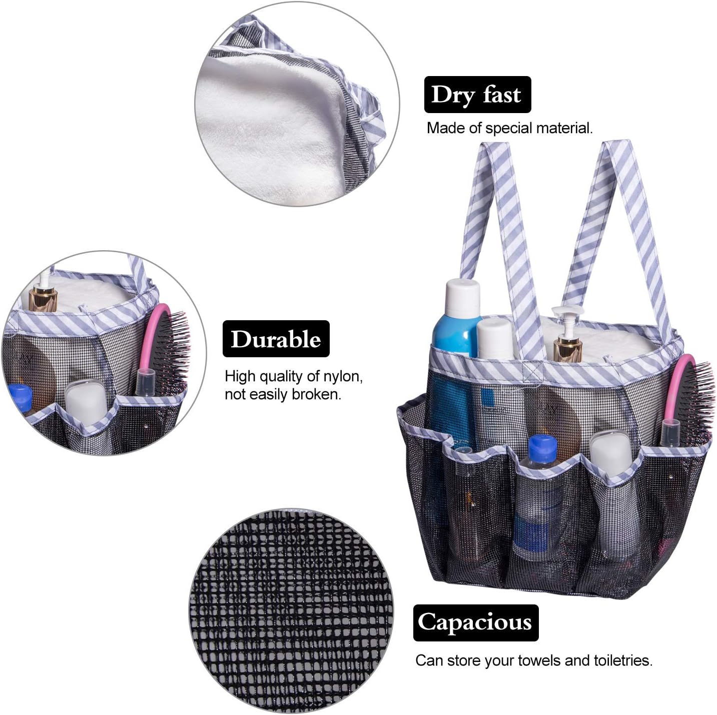 Attmu Mesh Shower Caddy for College Dorm Room Essentials, Hanging Portable Tote Bag Toiletry for Bathroom Accessories