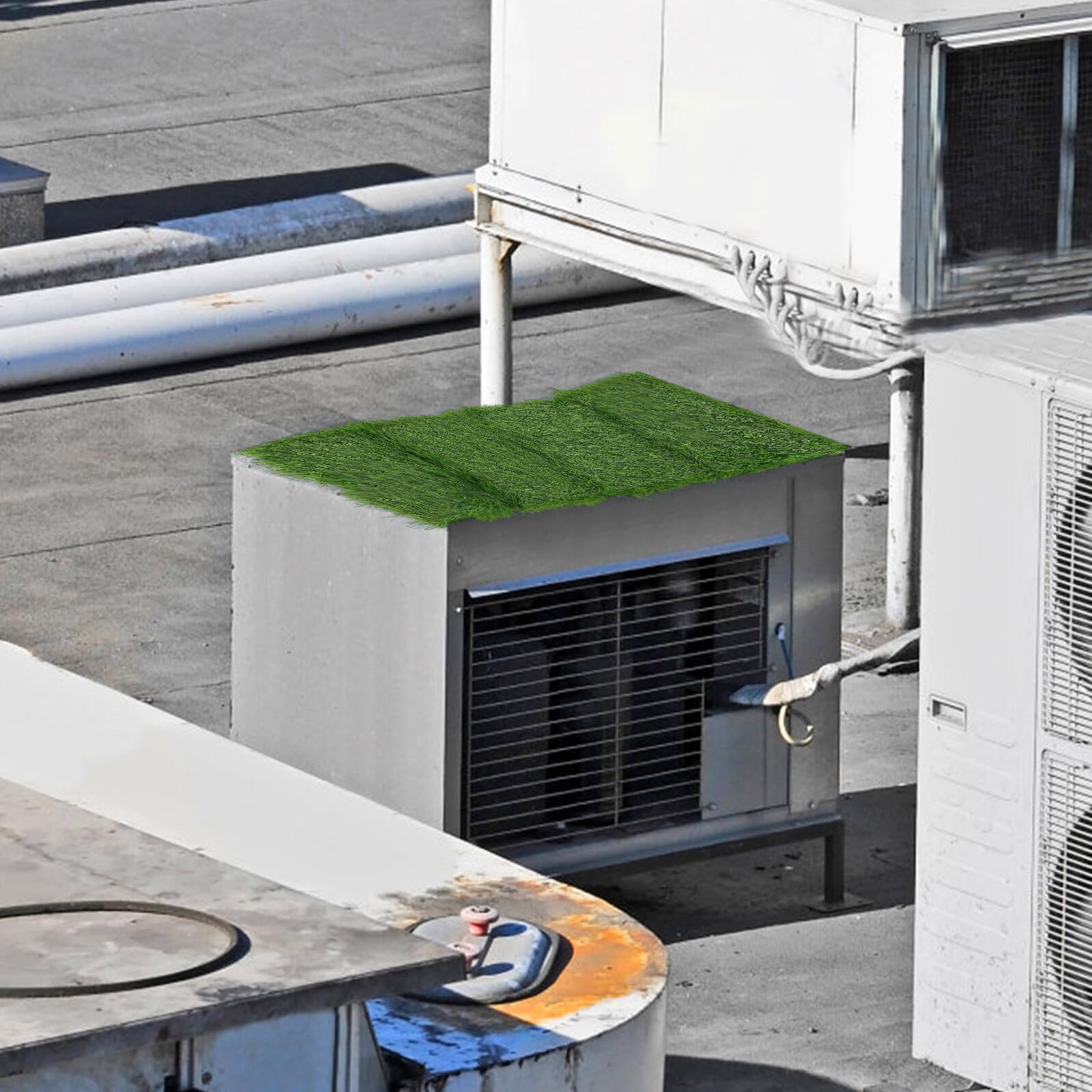 Copertura per Condizionatore D'aria Esterno 28x80cm, Tappetino Fonoassorbente 50mm Prato Sintetico, Protezione Unità Climatizzatore per Uso Domestico e Commerciale