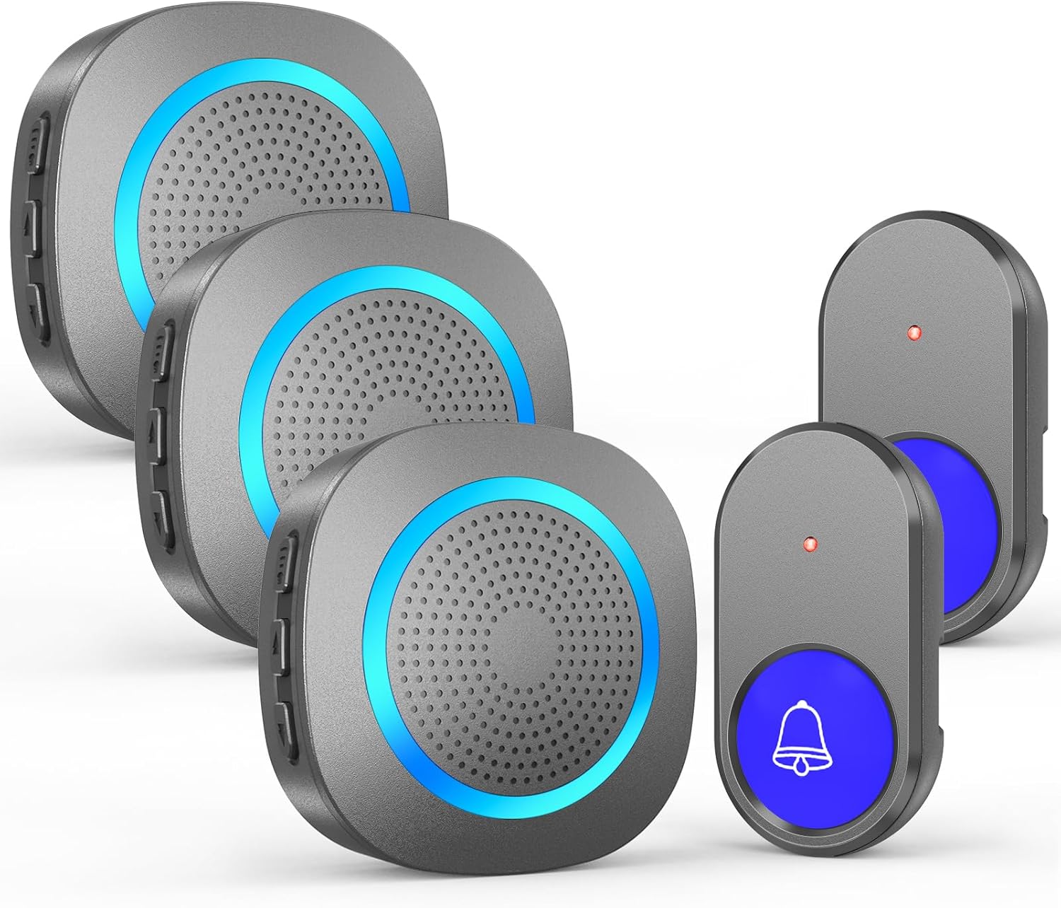 SURFOU Doorbell,Wireless Doorbell,IP65 Waterproof,1300 FT / 400 M Operating Range, 55 Melodies 5 Adjustable Volume Levels,0~110 dB,Timbres Para Casas Inalambricos,With 2 Buttons 3 Receivers