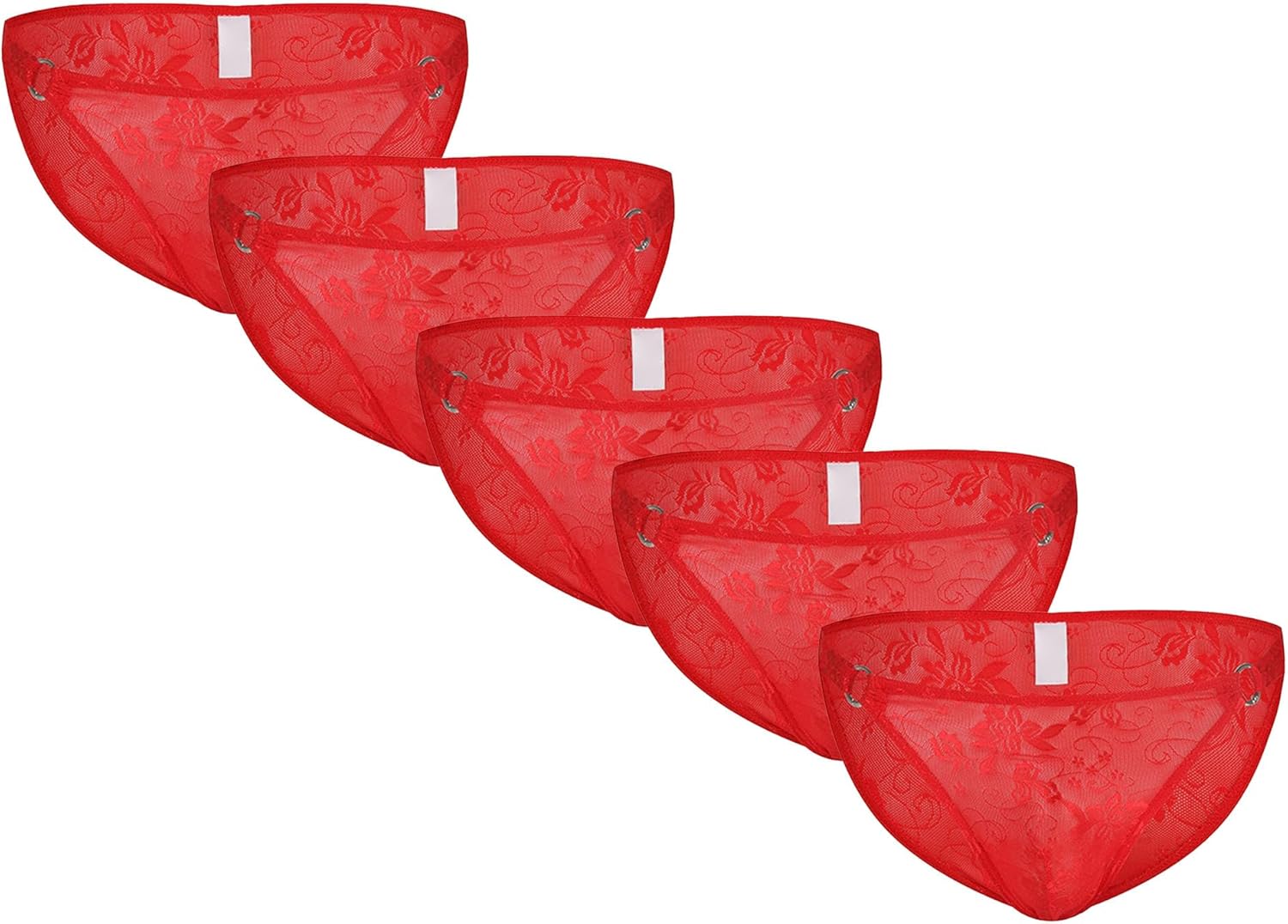 JEKE-DG Men's Floral Embroidery Lace Underwear See-Through Bulge Pouch Panties Bikini Briefs Thongs Lingerie