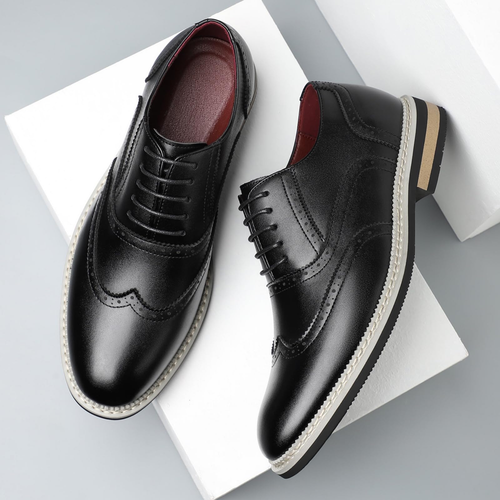 Hixingo Zapatos de Vestir Hombre Piel