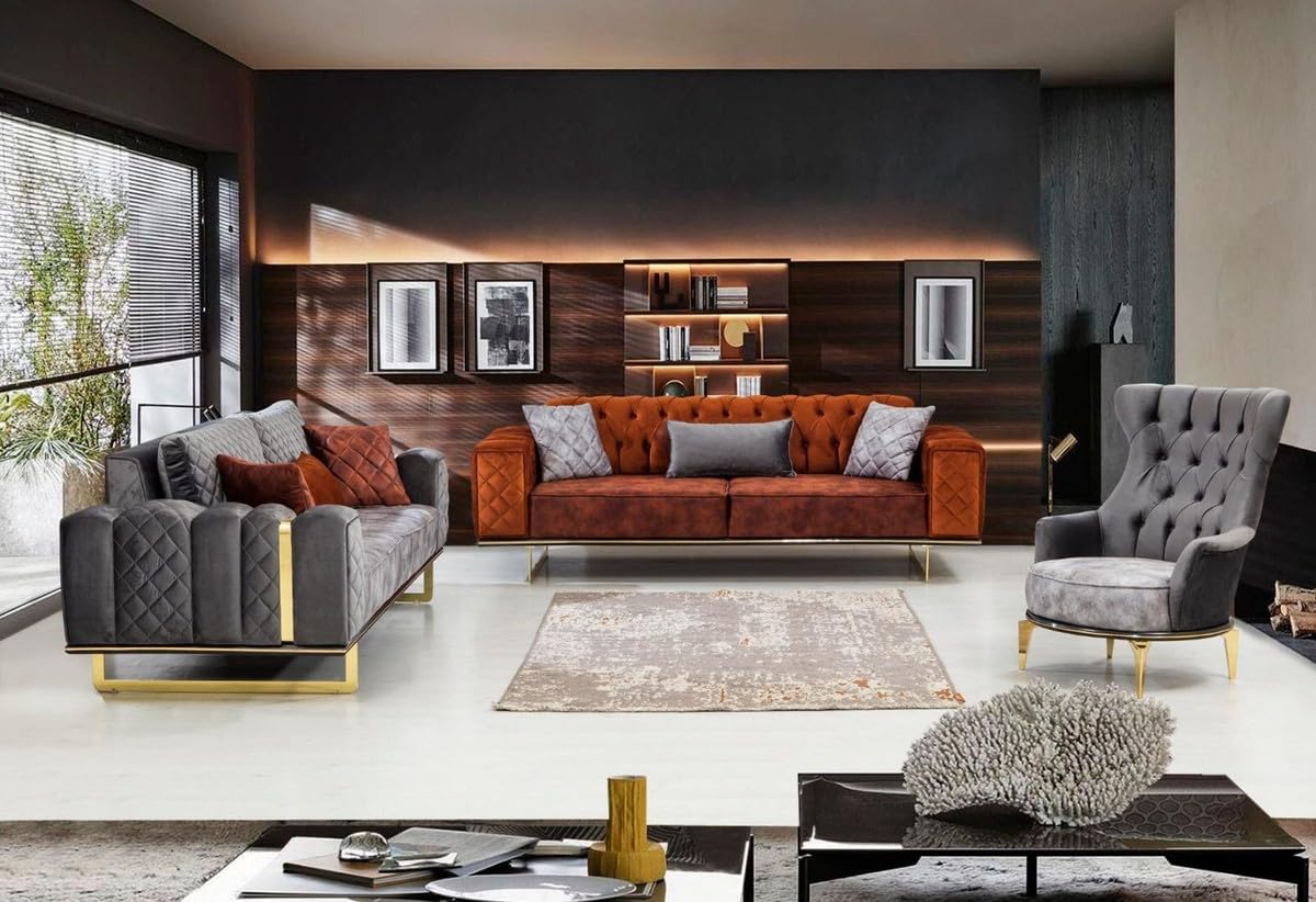 Casa Padrino luksusowa sofa do łóżka, szara/złota, 230 x 91 x 80 cm - nowoczesna sofa do salonu - meble do salonu
