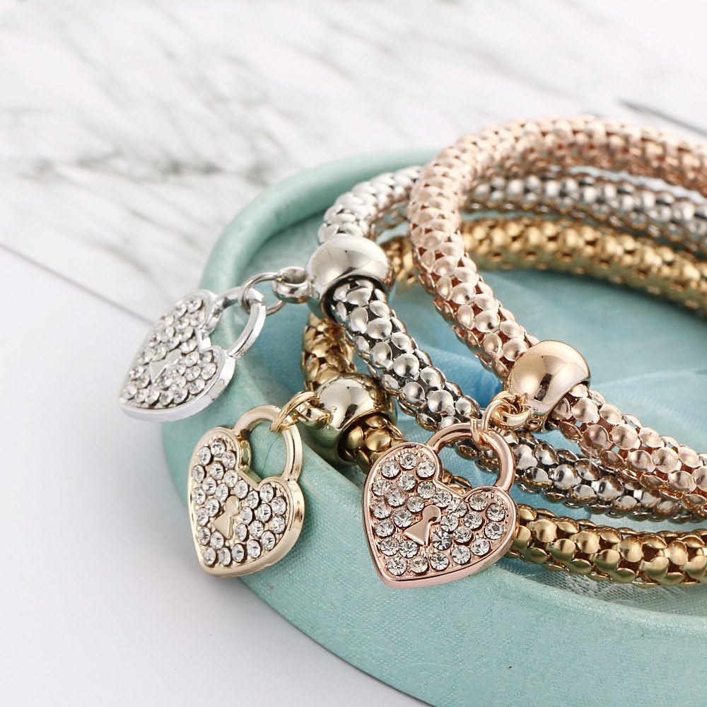 14K Gold Plated Stackable Bracelet Set - Multilayer Titanium Steel Bangles for Women — view 3