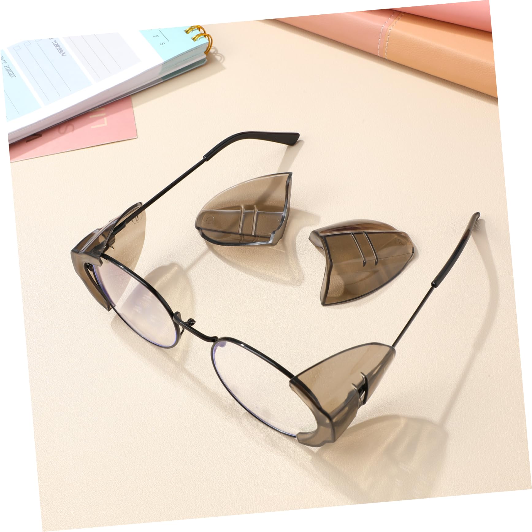 CLISPEED Protector Lateral Para Gafas De Tpu Color Marrón Oscuro, Protección Lateral Contra Salpicaduras, Ligero y Práctico Para Uso Diario, 2 Pares Por Paquete