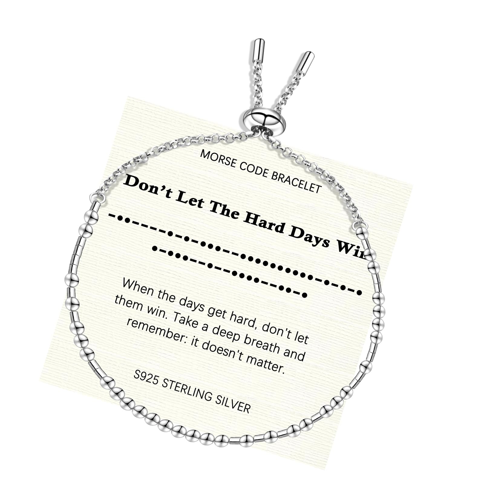 Helonley Morse Code Bracelet - 925 Sterling Silver Inspirational Bracelets