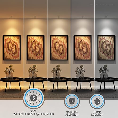 Miniatura 3 de TORCHSTAR Serie básica - Paquete de 12 luces empotrables LED ultrafinas de 3 pulgadas con caja J, CRI90, aluminio, 2700K3000K3500K4000K5000K, 5%