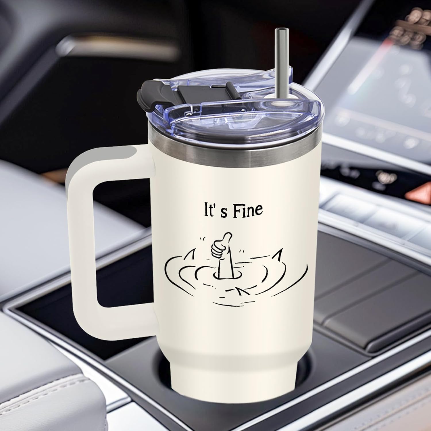 DUUV Motivational Gifts for Women Men, Funny Saying Tumbler 40 Oz with Handle Lid and Straws, Funny Coworker Gifts for Work Office, Inspirational Gift for Birthday Christmas, 1PCS - Image 6