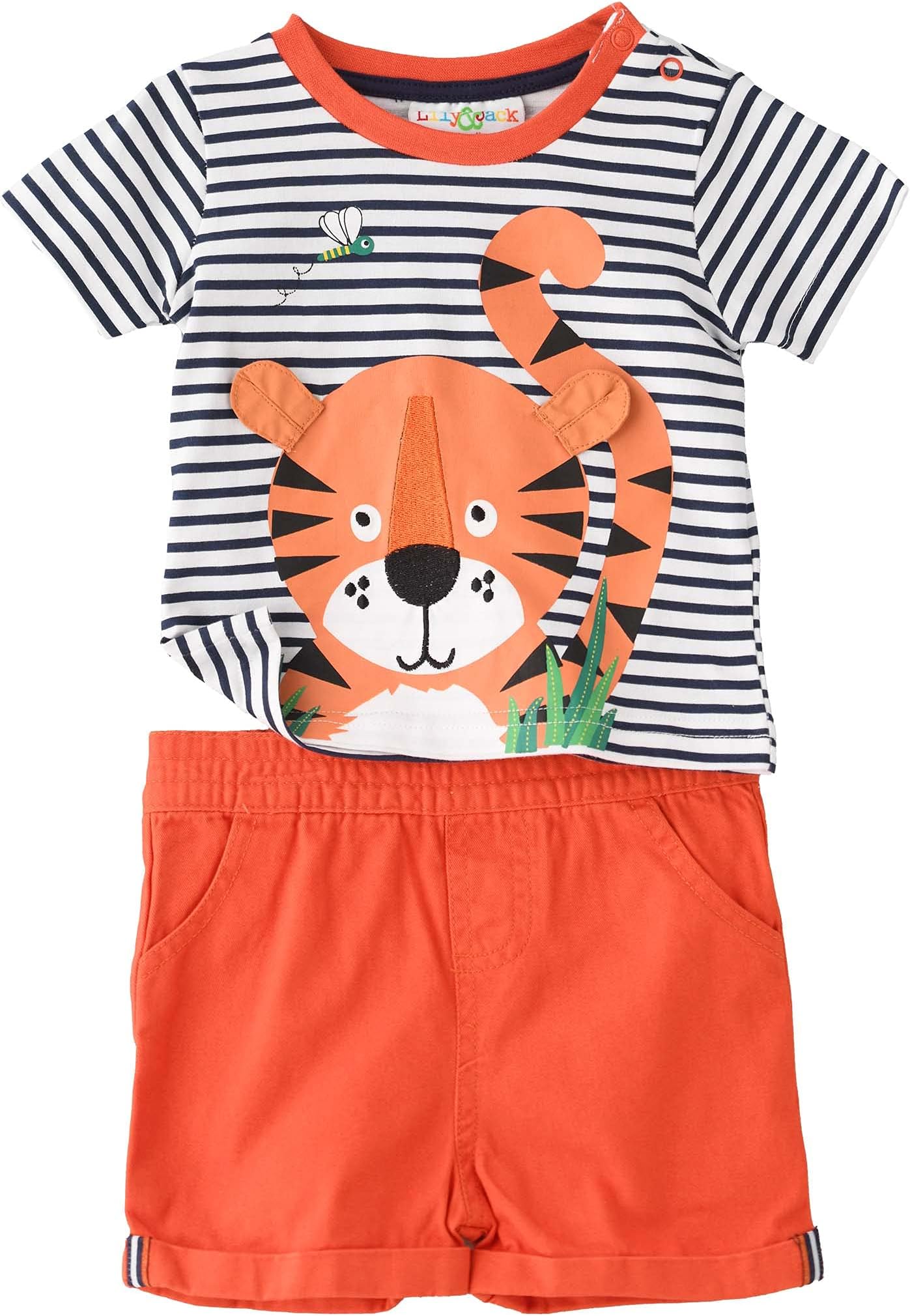 Lily & Jack Baby Boys T-Shirt With Shorts ,White/Orange,JCGS21R18198