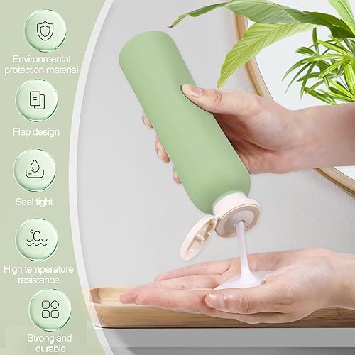 Miniatura 4 de Harewu 3 botellas de 8.8 onzas con tapa abatible, reutilizables y recargables, a prueba de fugas, para lociones, cremas faciales, champús,