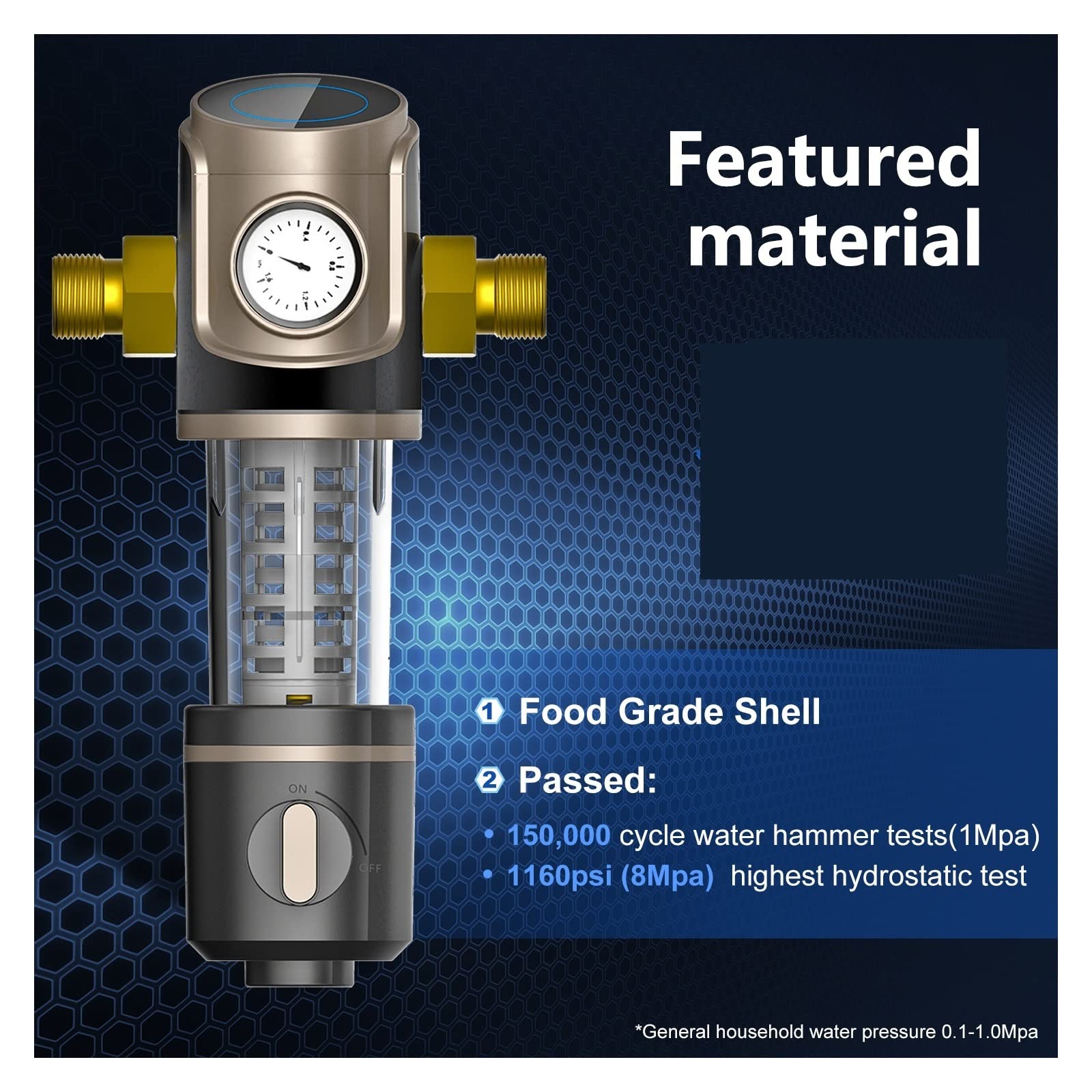PRE-4 Prefiltro de retrolavado for toda la casa Filtro de agua de sedimentos giratorio Purificador de prefiltro central 4.5T / h + Indicador de agua Sistema de filtro de agua