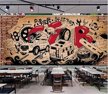 Sktyee 3d Murales Retro Nostalgico Strada Graffiti Catering Bar Sfondo Muro Carte Decorazioni Per La Casa Murale 400x280 Cm 157 5 Per 110 2 In Amazon It Fai Da Te