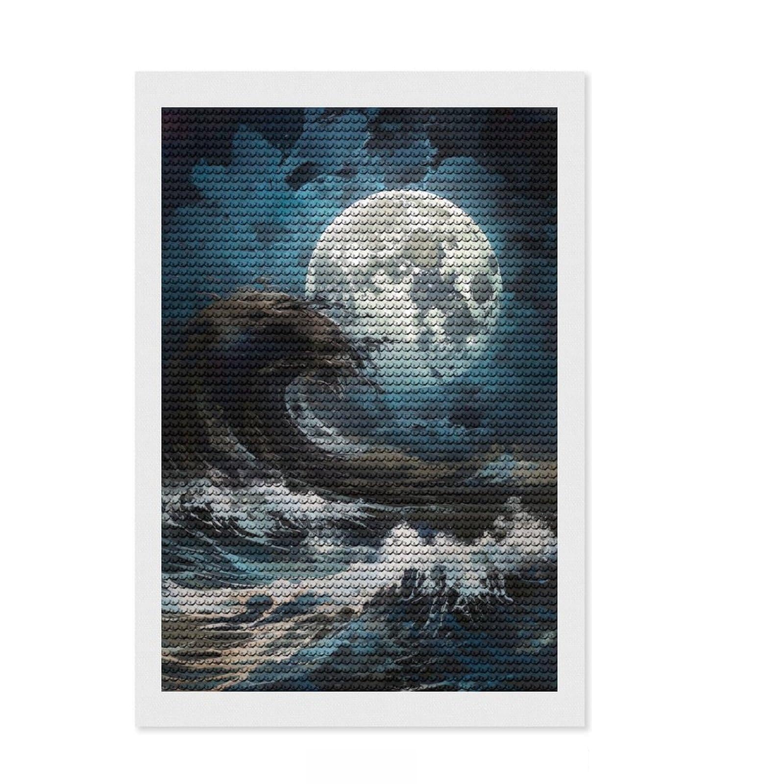Junmoney Moonlight Full Drill Diamond Painting Kit 8"x12", Modern Decor, for Women, Fun Craft Experience, Thoughtful Handmade Gift
