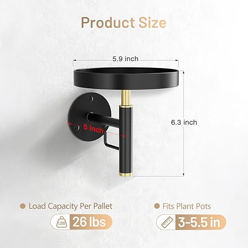 Miniatura 4 de YUOROS Paquete de 3 Soportes de Plantas de Pared, Macetas de Pared para Plantas de Interior, Estanterías Colgantes para Plantas de Ventana,