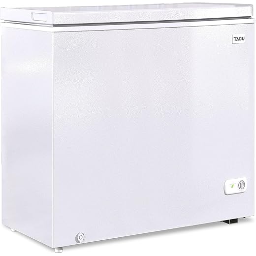TABU 12.0 Cu Ft Chest Deep Freezer, Large Freestanding Chest Freezer with 7 Level Adjustable Thermostat, Compact Top-opening Deep Freezer with Removable Storage Basket, White