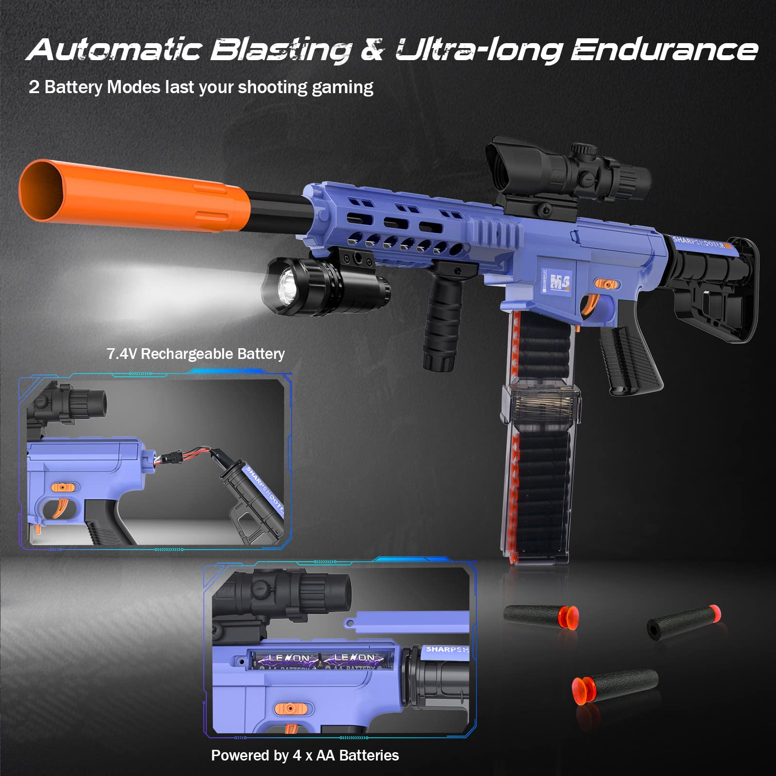 Toy Gun for Nerf Guns Automatic Machine Gun, Electric DIY Soft Bullet