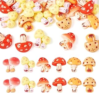 Magibeads 20 pcs Mini Mushroom Cabochons for Scrapbook 3D Flat Back Mushroom Sliced Resin Landscape Craft Miniature Charms Fairy Garden Decorative Hairpin Phone Case DIY Crafts