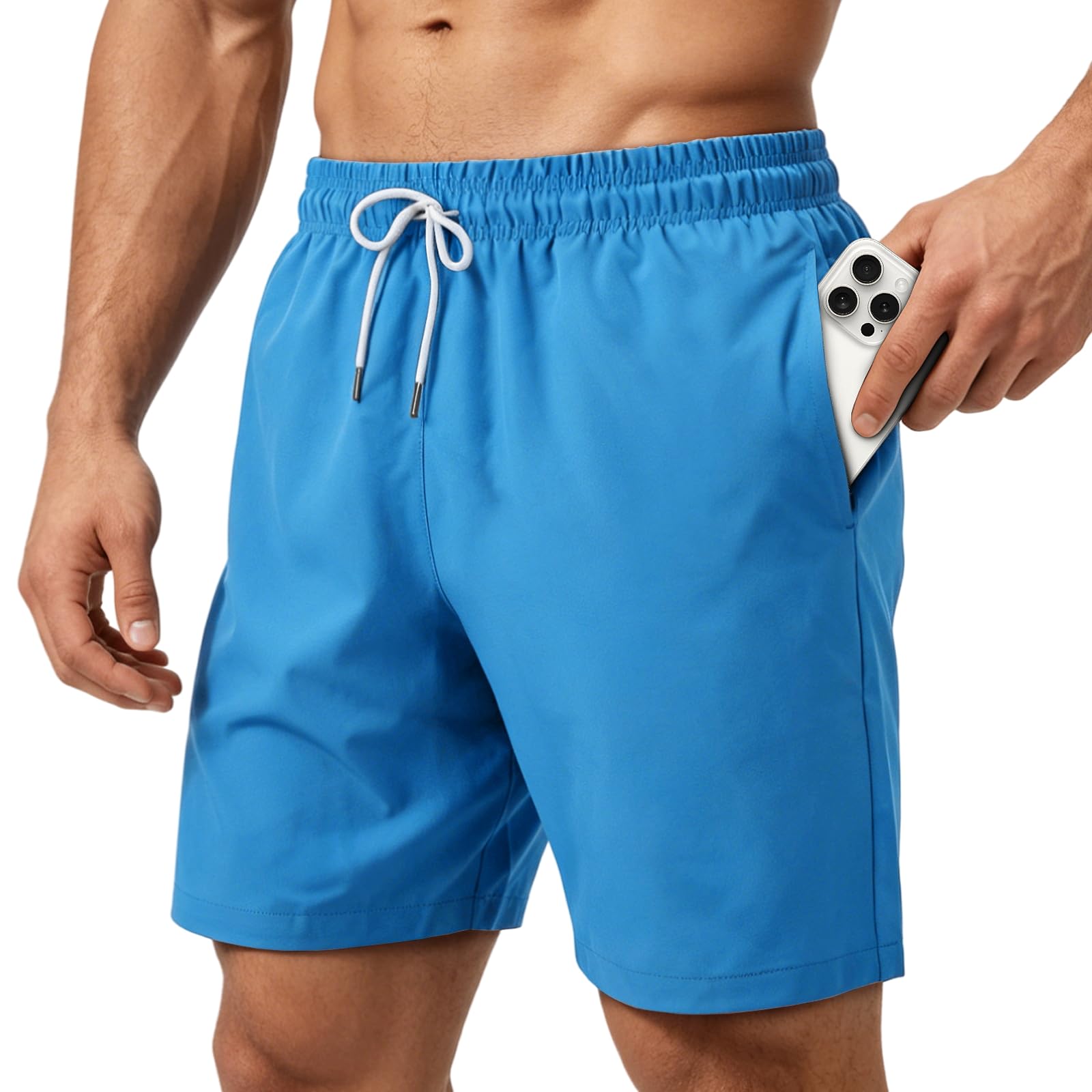 HEOAARG Badehose Herren Badeshorts Lang Mit ReißVerschlusstasche Kurze Hosen Herren Schnelltrocknend Sporthose Kurz Shorts Atmungsaktiv Schwimmhose Mit Meshfutter，Elastisch Tunnelzug