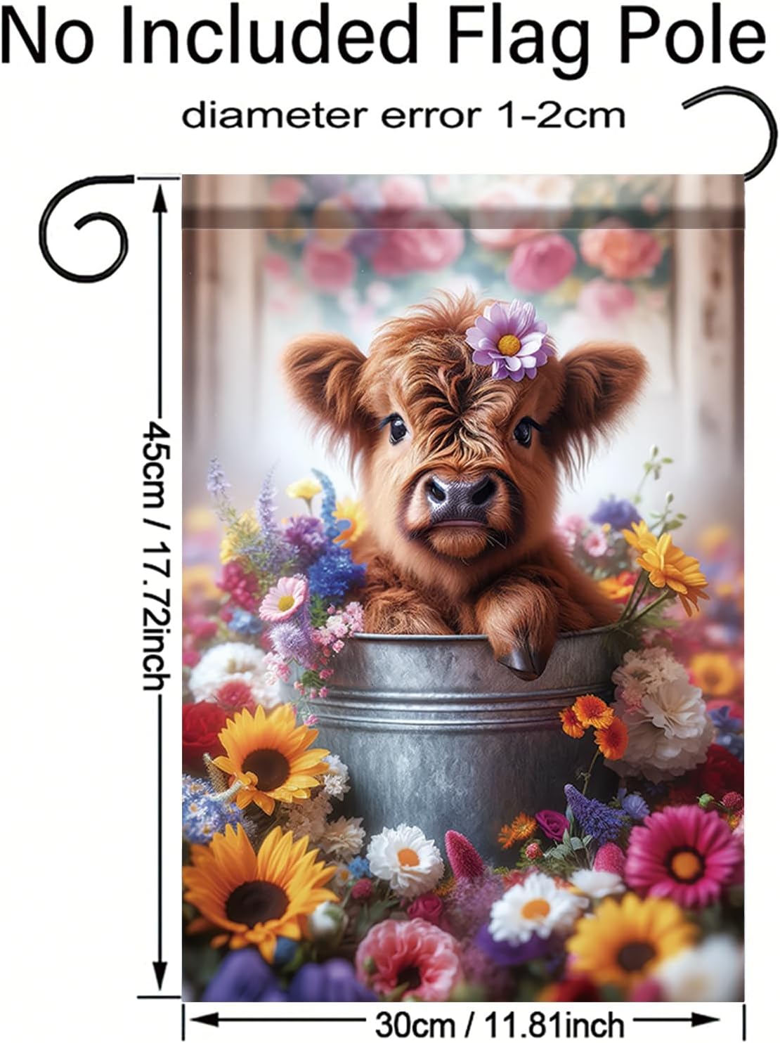 Highland Cow Garden Flag 12x18 Inch Double Sided Farmhouse Floral Yard Flag Rustic Spring Summer Outdoor Garden Decor for Porch Lawn Patio - Image 7