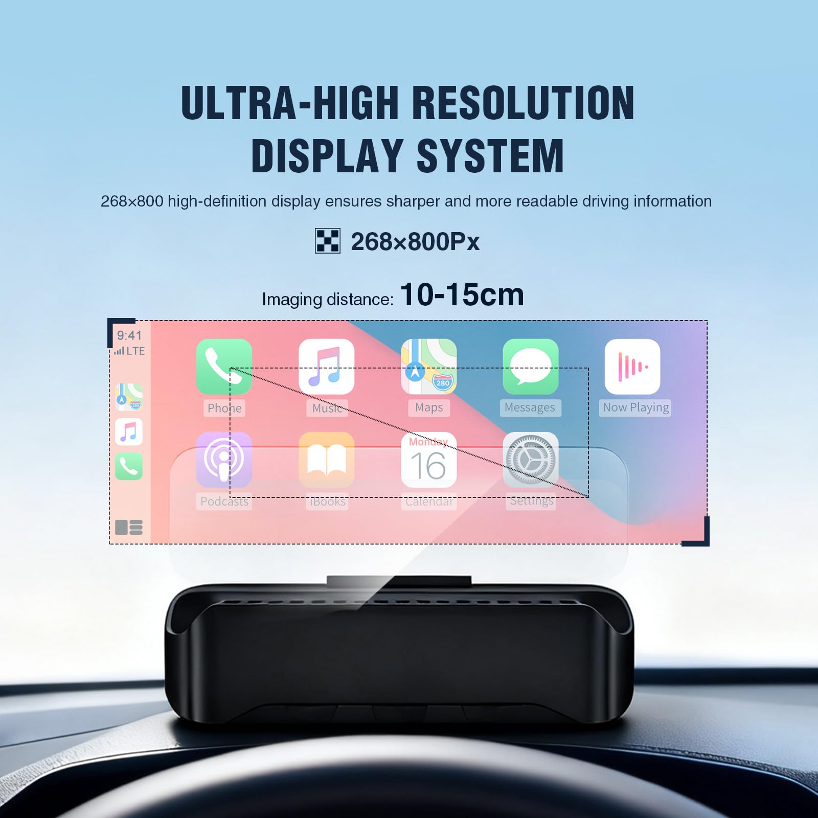 VIVIHUD V3-SE Bezprzewodowy CarPlay Android Samochód Samochód HUD Head-Up Wyświetlacz Klaster Ekran HD Odbłyśnik Bluetooth OBD2 GPS Prędkościomierz Plug-and-Play Inteligentna Automatyczna Jasność