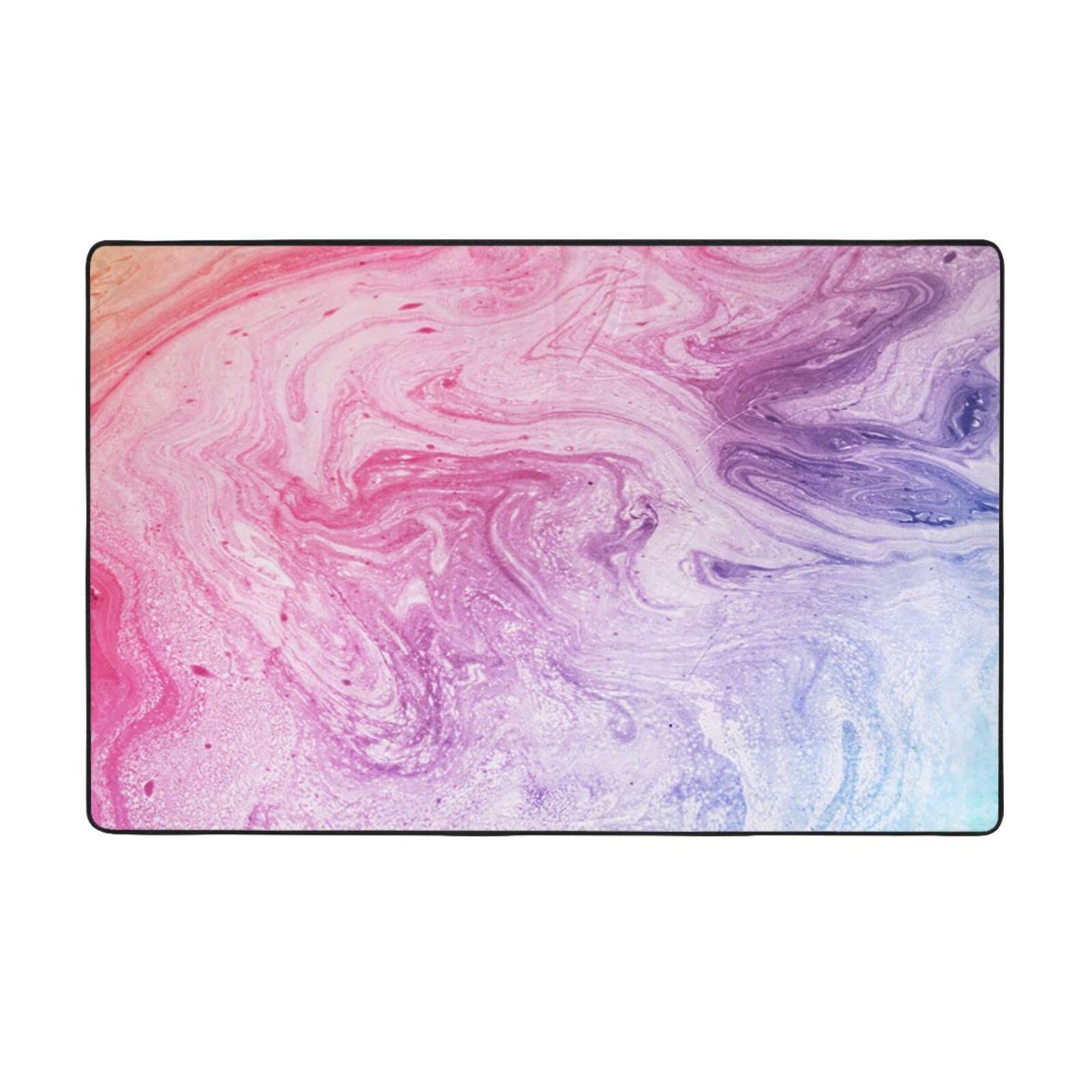 Grand tapis de chambre et cuisine motif marbre pastel violet 150x100 cm