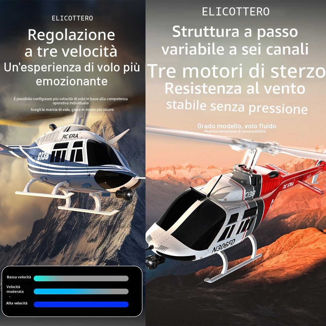 RC ERA C138 Bell 206 RC Elicottero 1:30 6CH giroscopio 6 assi singolo rotore posizionamento ottico stabilità altitudine volo