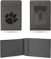Vista 132 de Rico Industries NCAA - Cartera de bolsillo frontal grabada con láser gris, compacta, cómoda, delgada