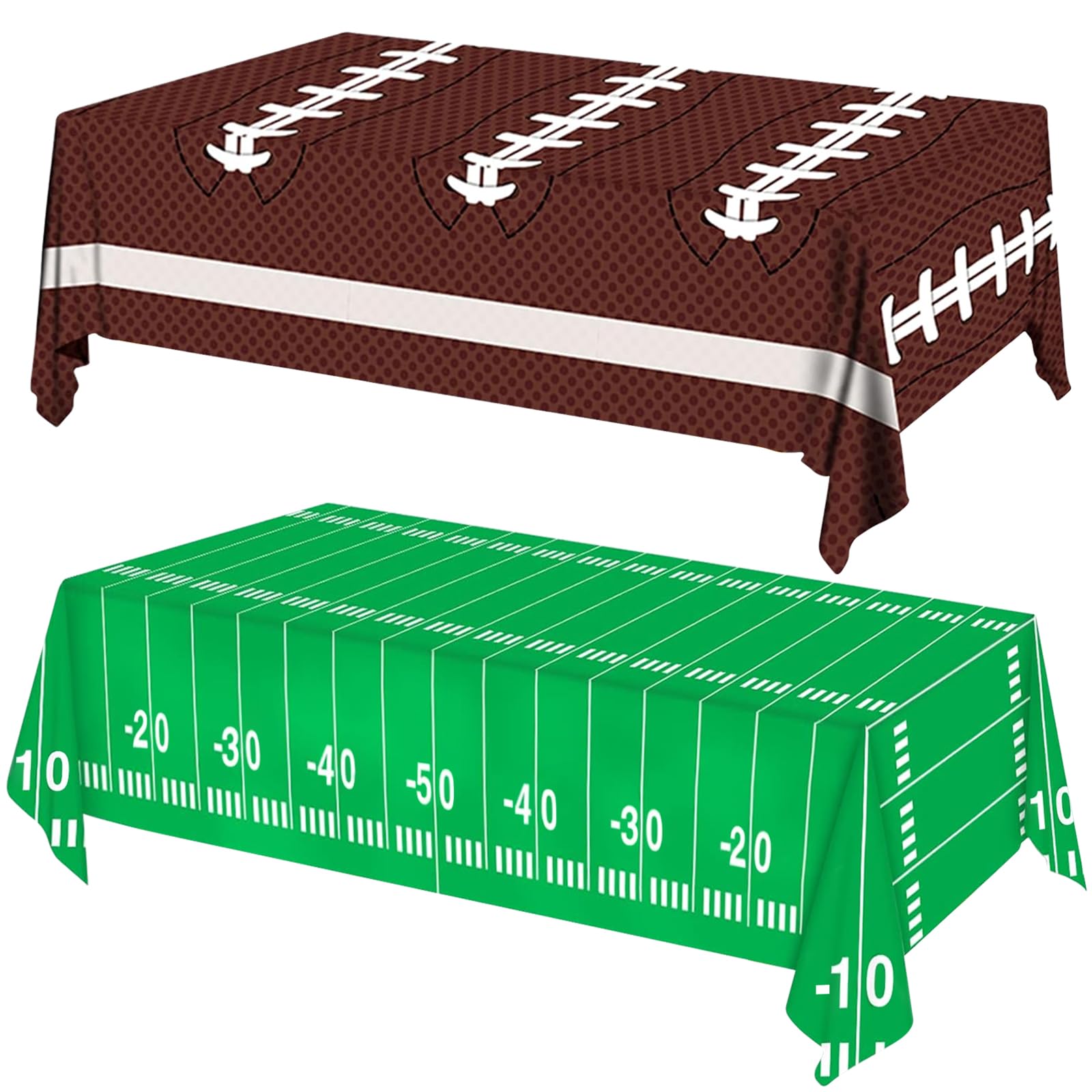 Football Party Decorations Disposable Tablecloth Plastic Touchdown Table Cover for Super Bowl Football Birthday Party Decorations and Games Tailgate Decorations 54 X 108Inch, 2 Pack