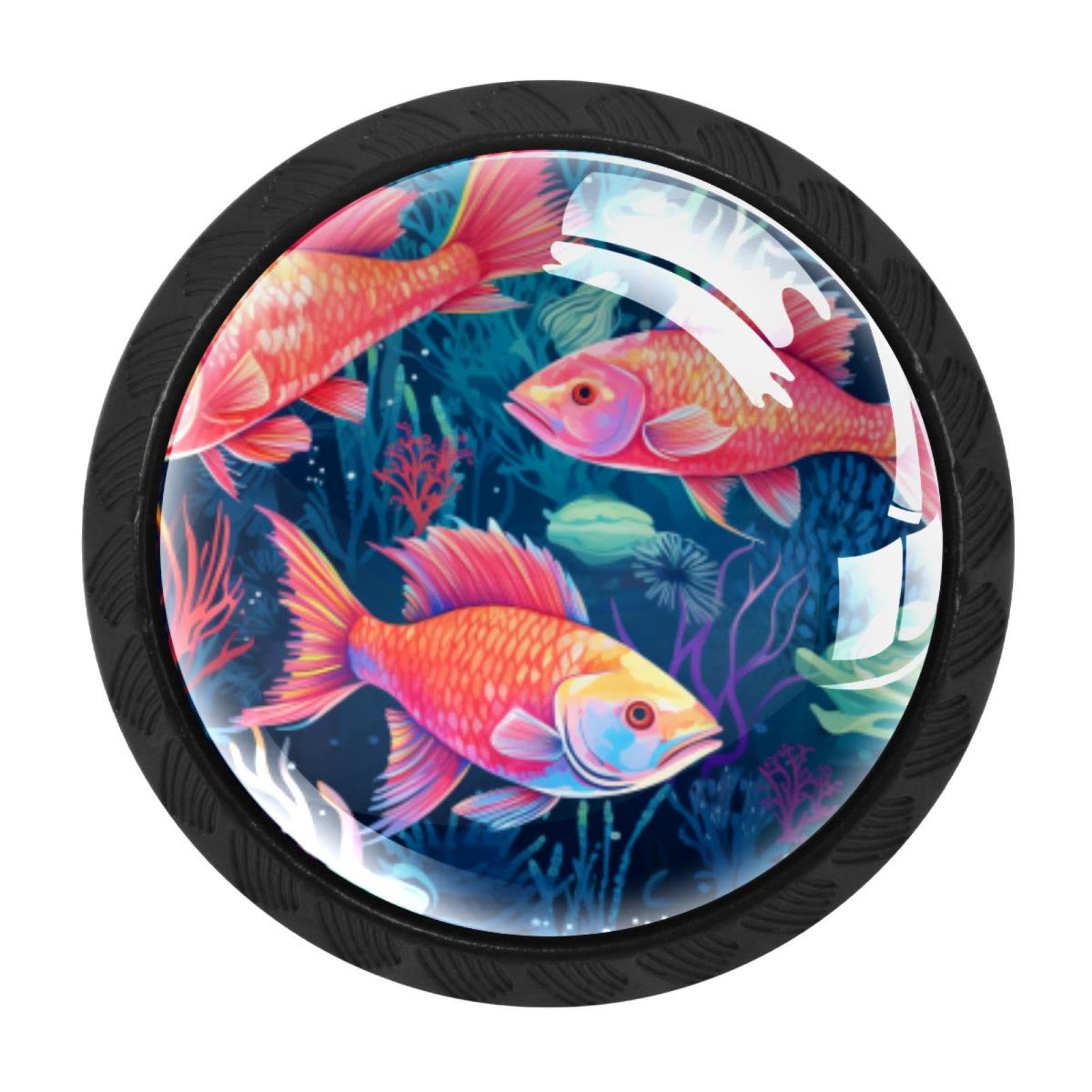 Chenzzzz Multicolored 13 4 Pack Round Cabinet Knobs For Kitchen Bathroom Closet Dresser Cabinets, Fish