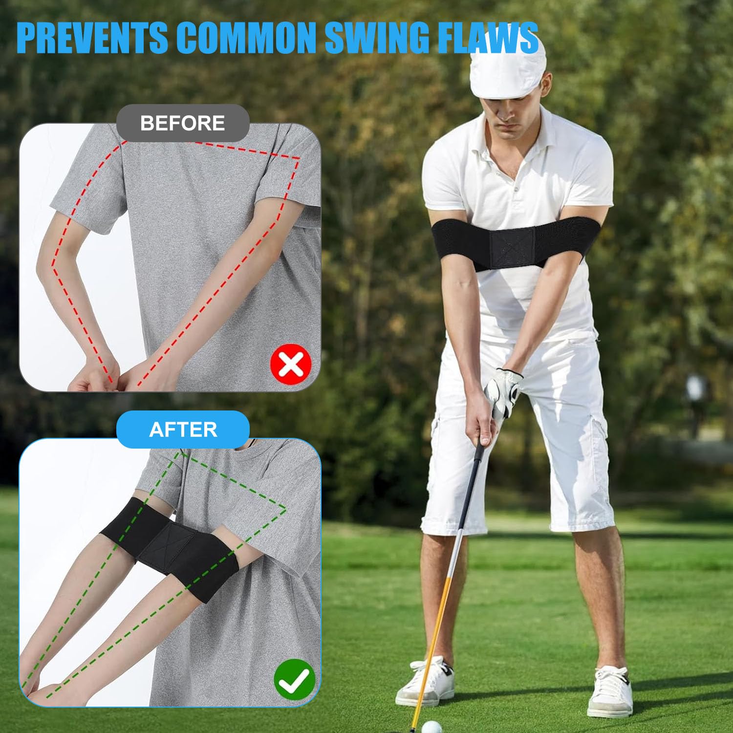 Golf Swing Trainer, Wrist Correction & Arm Band Set for Beginners