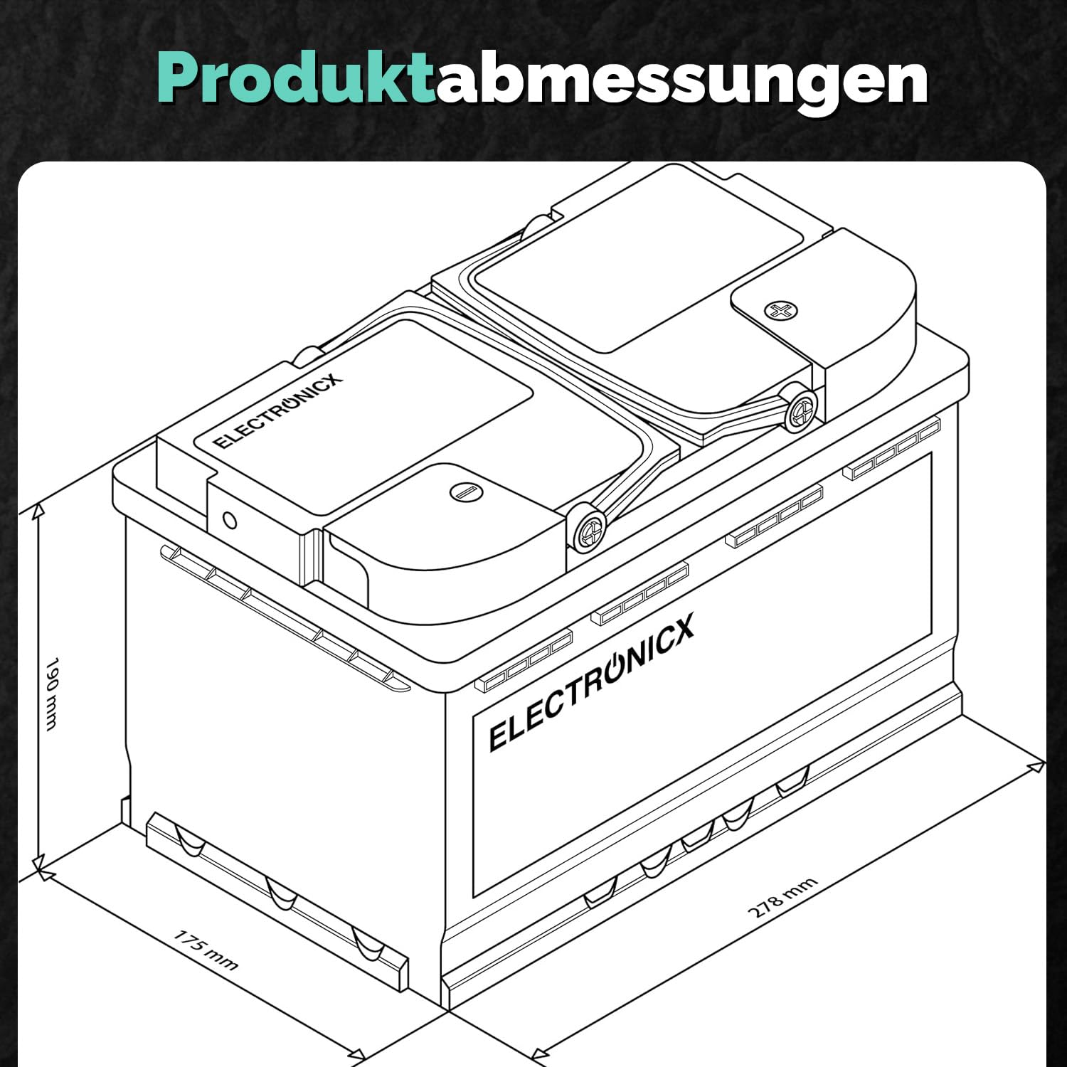 Electronicx CARAVAN EXTREME EDITION 100Ah / C100 / 12V GEL Versorgungsbatterie – 100 Ah – 12 Volt Batterie Wohnmobil, Van, Boot, Marine, Photovoltaik – wartungsfrei& robust- 278×175×190 mm