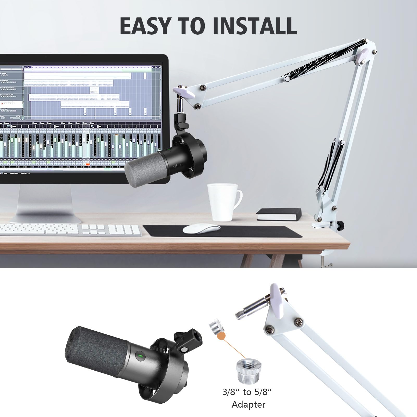 Amazon.com: SUNMON White Boom Arm for Fifine K688 - Mic Boom Arm