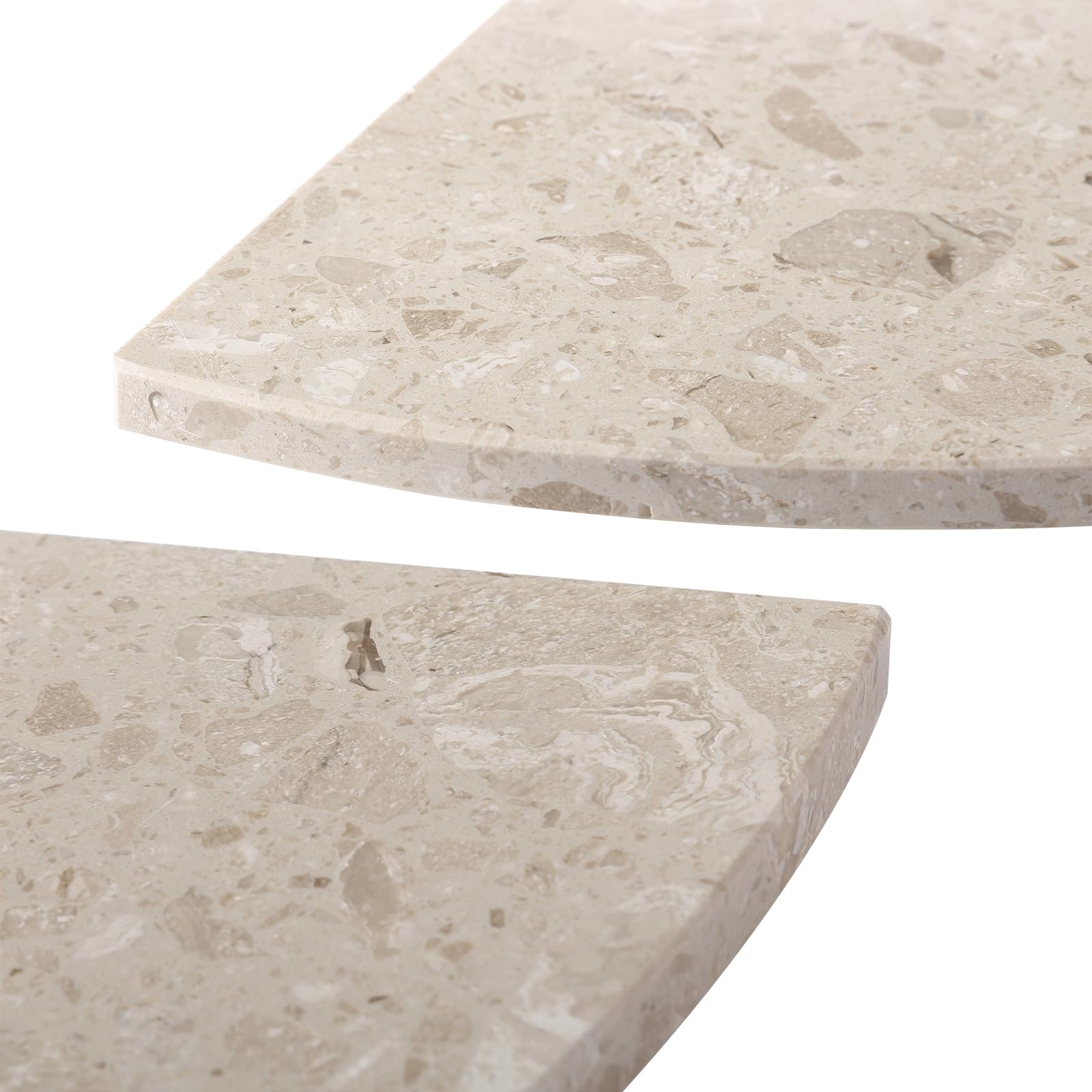 Koville Perlato Appia - Estante de ducha esquinero de mármol italiano para baño, estantes esquineros de mármol de 10 pulgadas para baño, estante de ducha de esquina de piedra montado en la pared,