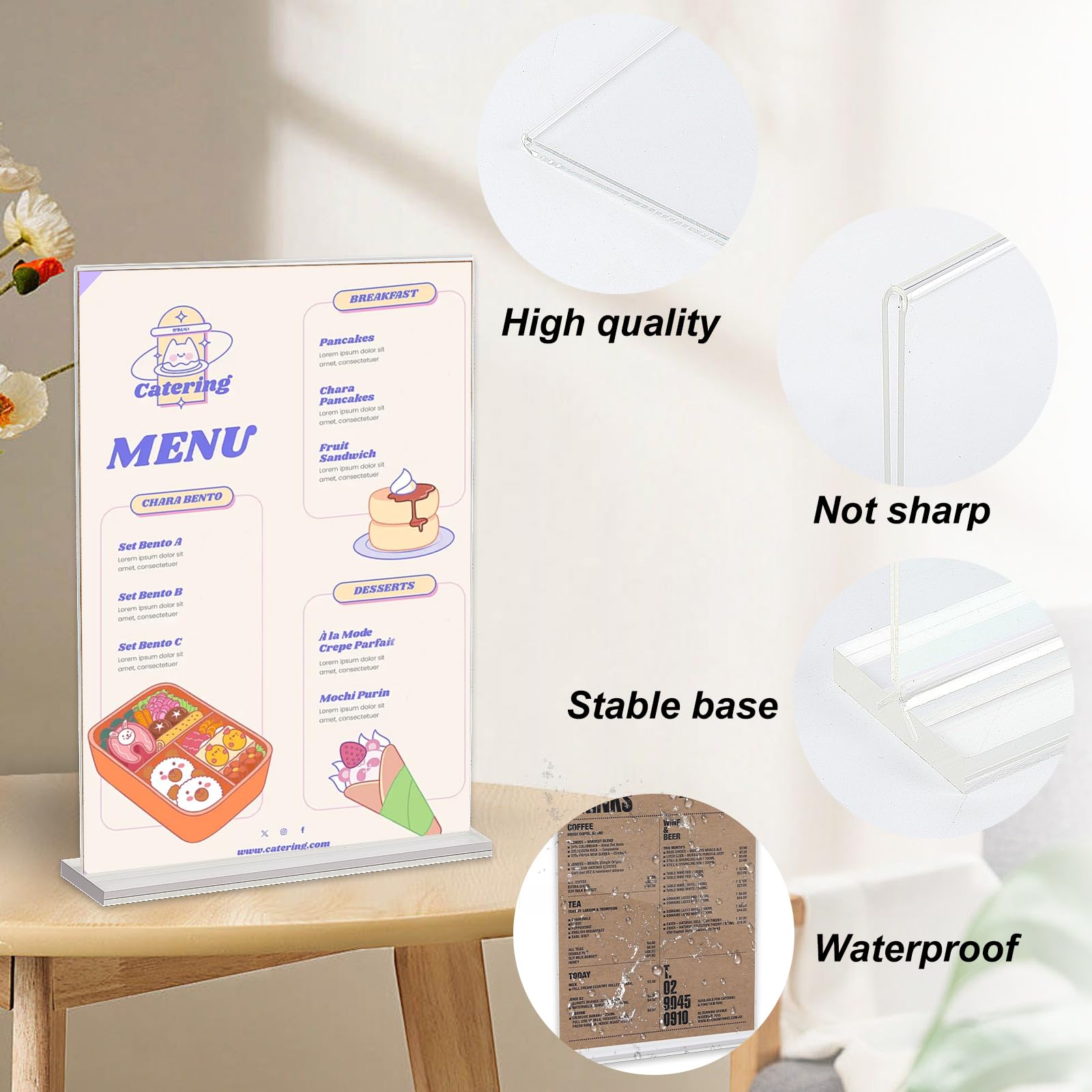 2 Porta Menu A4 In Acrilico - Supporto Da Tavolo Trasparente Per Ristoranti, Uffici, Eventi