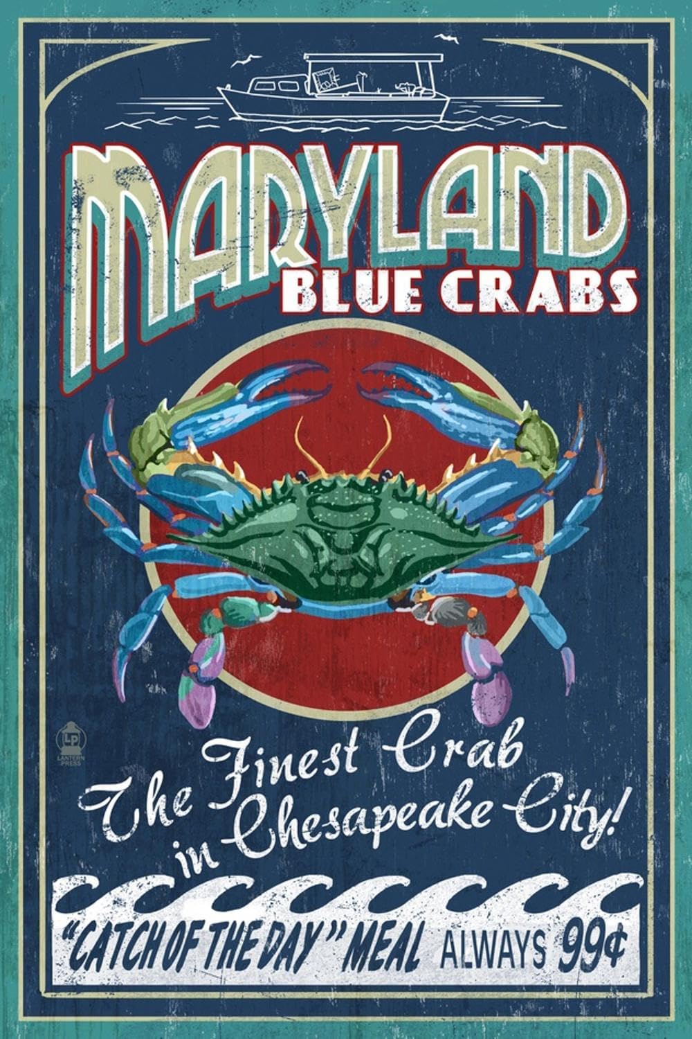 Art.com Wall Art Print Chesapeake City, Maryland - Blue Crab by Lantern Press, 16" x 24"