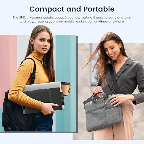 Miniatura 5 de L LIMINK Monitor triple portátil SP12 para laptop de 13 a 16 pulgadas, extensor de monitor ligero de pantalla FHD de 12 pulgadas para pantalla de