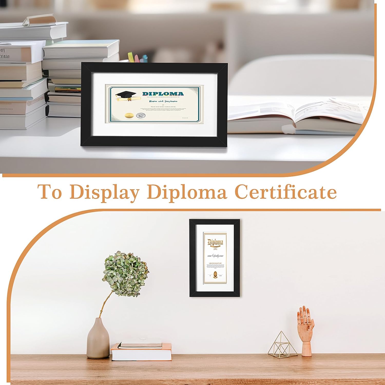 Namalu 5 x 10 Inch Black Business License Frame Bulk Set of 4 Includes 4 Certificate Document Frames and 4 Mats for Business License Document Display Attached for Wall Desktop Tabletop