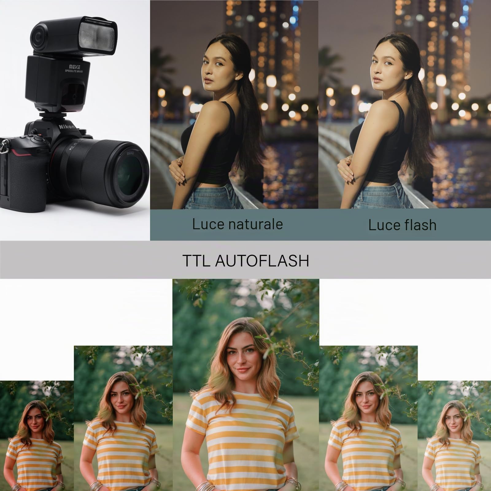 Meike 430N TTL Speedlite LCD Display Shoe Mount Flash compatibile con Nikon D3400 D3300 D3200 D5600 D850 D750 D7200 D5300 D5500 D500 D7100 D3100 ecc