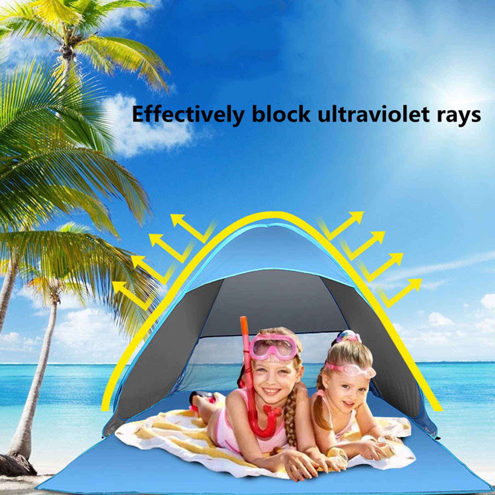 Carpa de Playa para 1-3 Personas Anti-UV Protección Solar Tienda de Playa Portátil, para Los Niños y Los Adultos, Playa, Acampando (Camuflaje)