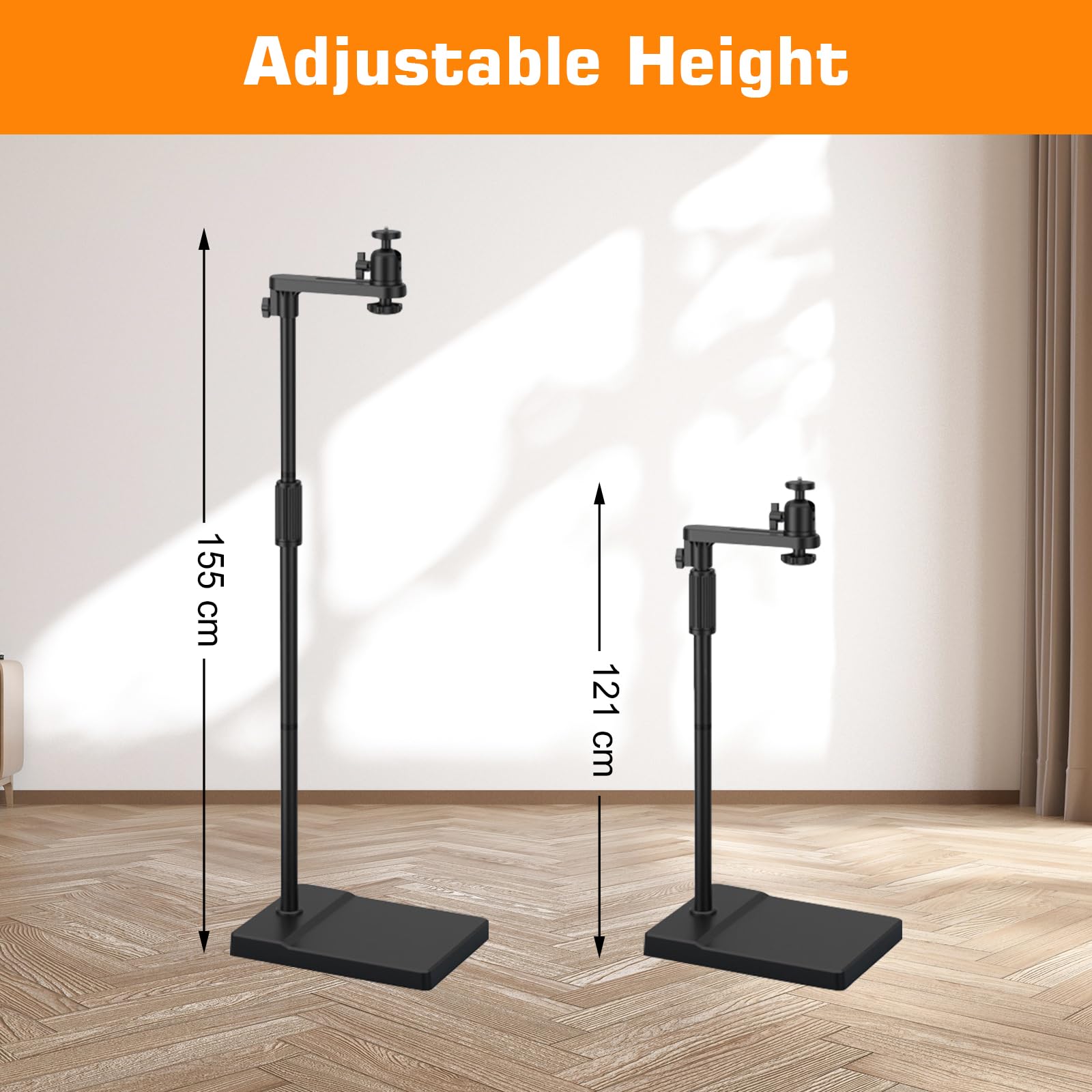 Support videoprojecteur, support projecteur, pied videoprojecteur sur pied | Capacité de charge de 5 kg, réglable en hauteur, pivotant à 360°, tige de support en métal épais, base en métal stable