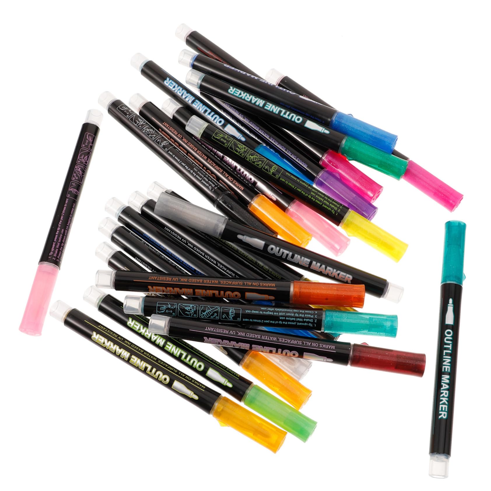 Operitacx 24piezas Marcador De Rotuladores Bolígrafos De Colores Para Tomar Notas Material De Oficina Rotuladores Fluorescentes Para Estudiantes