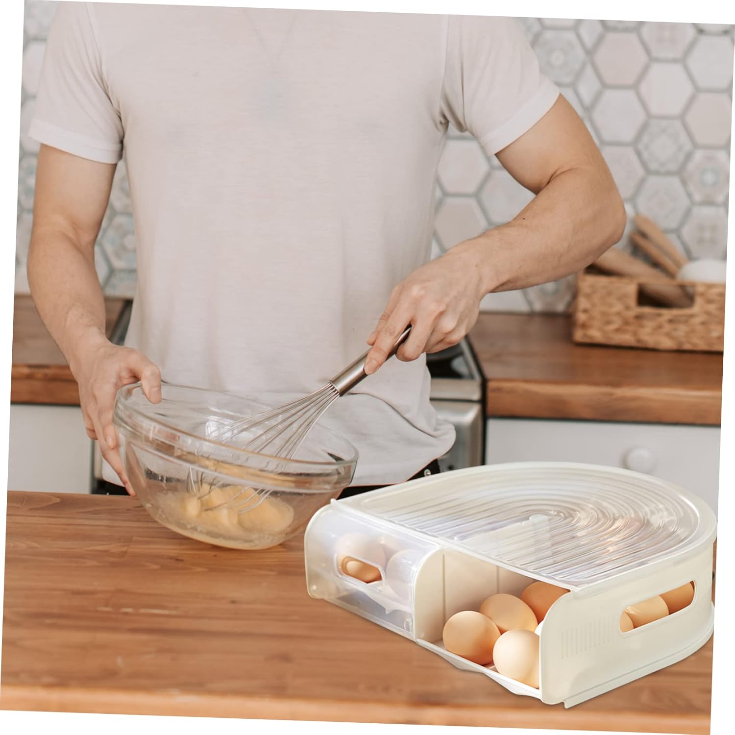 1pcs Egg Organizer for Fridge Carton Box Thickened Tray Reusable Wear-resistant Case for Kitchen Storage