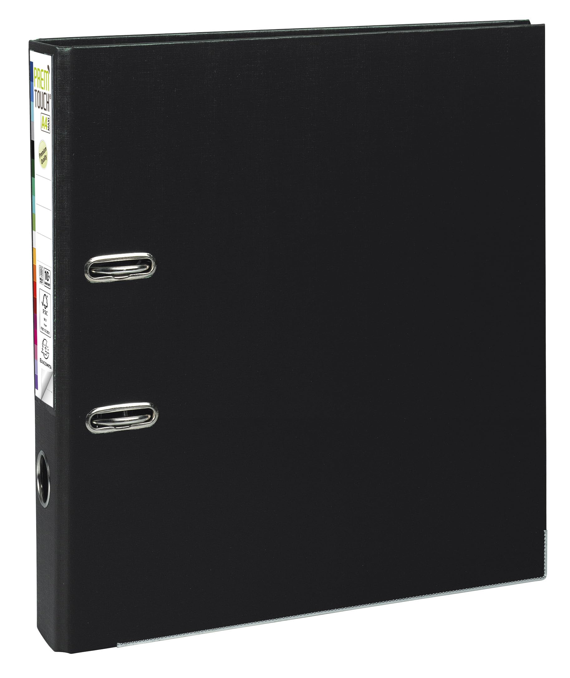 Exacompta - Réf. 53141E - Carton de 10 classeurs à levier A4 MAXI Prem'Touch - Dos 50 mm - Mécanique 55 mm - Dimensions extérieures : 32 x 30 x 5 cm - Format à classer A4 maxi - Coloris : Noir