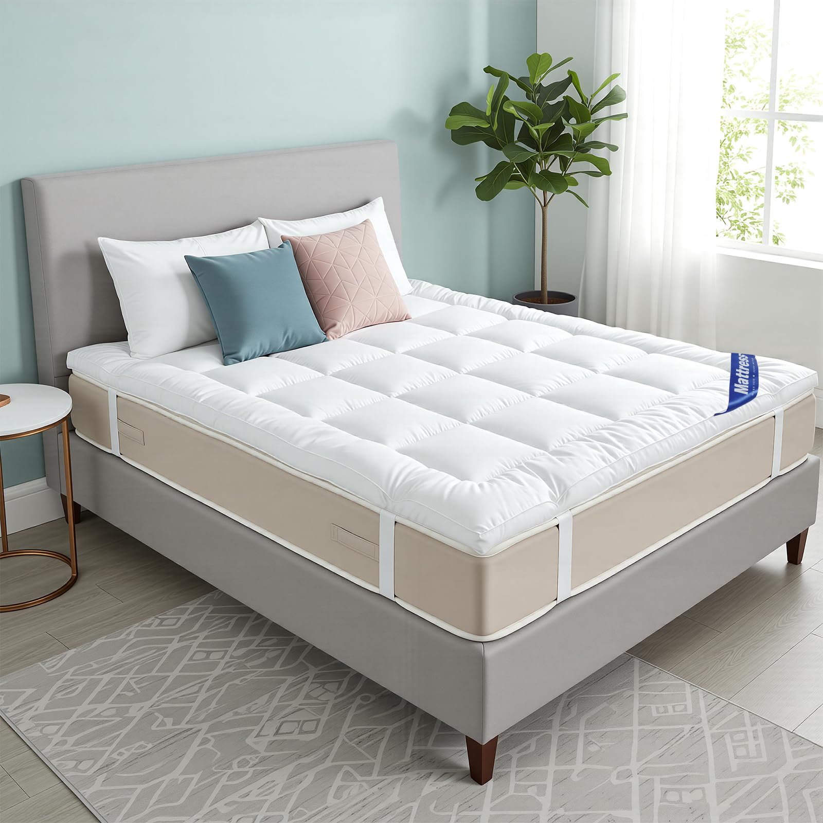Panana White-1 Economy King Mattress Topper, Hotel Quality Super Soft 6Cm Thick 5Ft Micro Fiber Bed Topper, Anti Allergenic,Pressure Relieving,150 X 200 X 6Cm, White