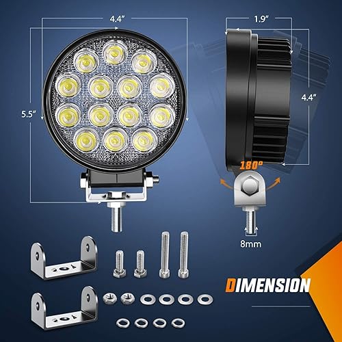 Miniatura 9 de Nilight 2 luces antiniebla de conducción puntual de 18 W, barra de luces LED para todo terreno, soporte de enganche de remolque universal con kit de