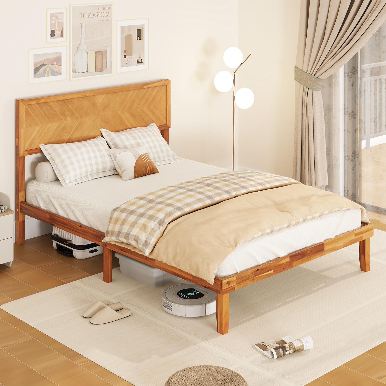 Amazon.com: Giantex Wood Full Size Bed Frame with Headboard, Solid