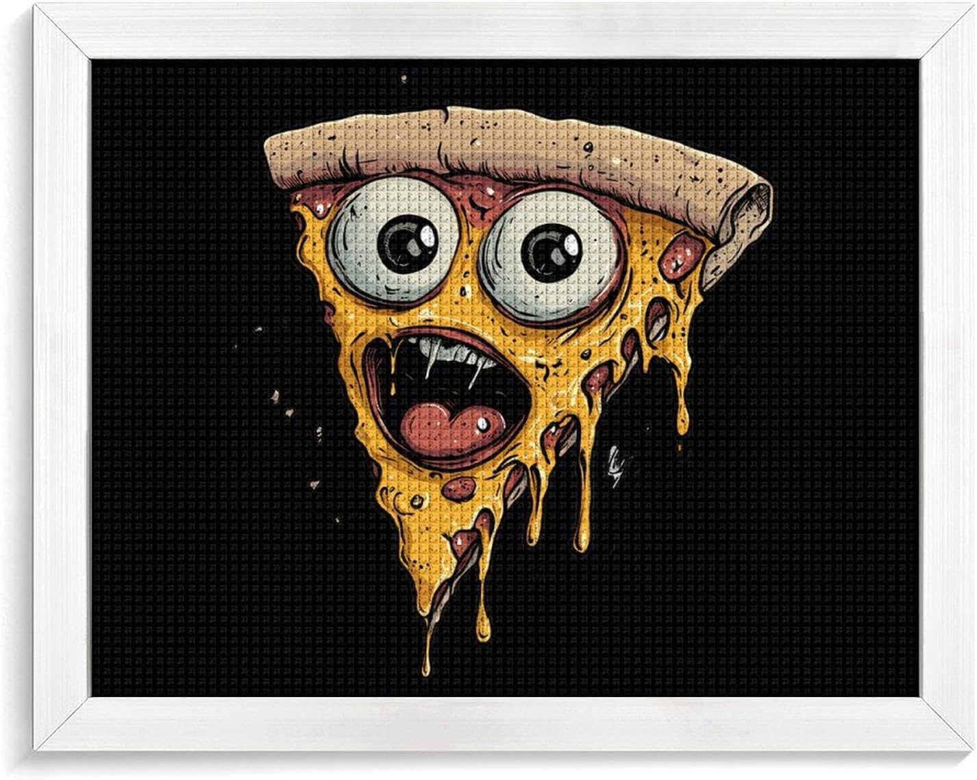 A Slice of Pizza Printed Diamond 5D Painting Kits DIY Full Drill Crafts for Home Wall Decor 16x20 Inch White Wood 50 * 40cm